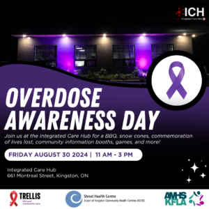 a photo highlighting Overdose Awareness Day BBQ event at 661 Montreal Street on Friday, August 30 from 11 am - 3pm